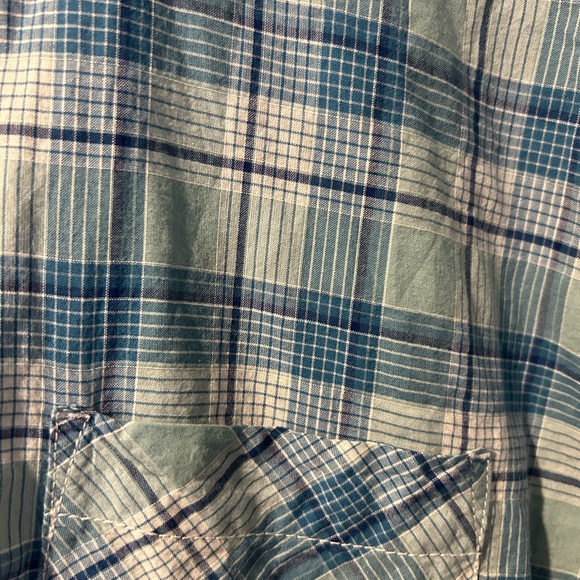 Men’s Denver Hayes Turquoise Plaid Short Sleeve Button Down Shirt - 2XL - Picture 2 of 4